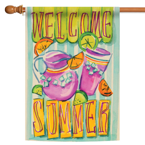 Lemonade Drinks 'Welcome Summer' House Flag 40" x 28"