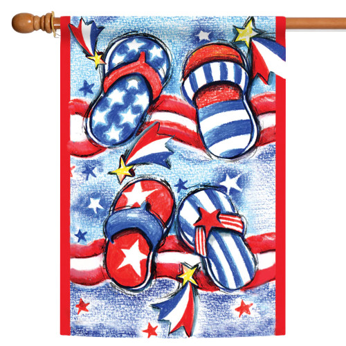 Stars and Stripes Flip-Flops Patriotic Fade-Resistant Outdoor Flag - 40" x 28"