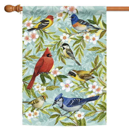 Birds and Flowers Outdoor House Flag 40" x 28"