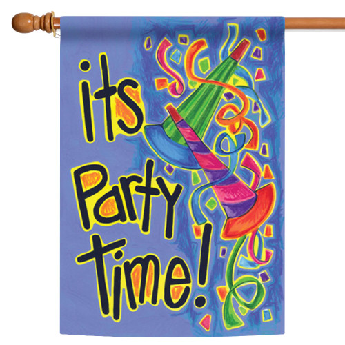 Party Poppers 'Its Party Time!' Outdoor House Flag 40" x 28"