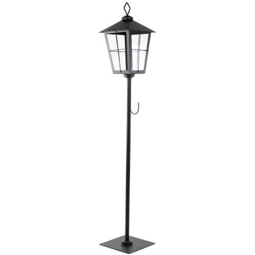 43.75" Matte Black Candle Lantern with Wreath Holder