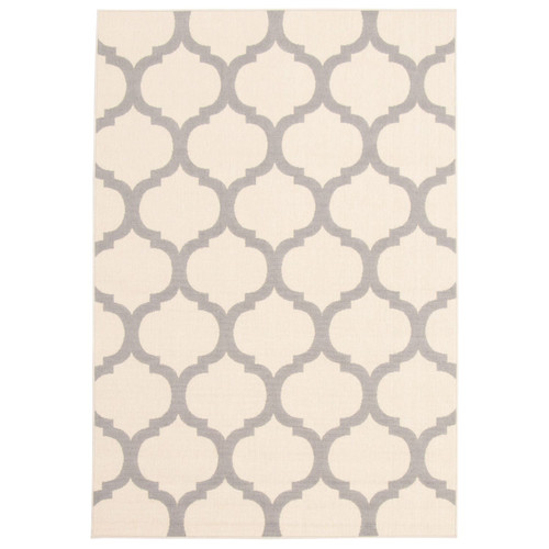 4.5' x 6.5' Gray and Off White Moroccan Rectangular Outdoor Area Throw Rug