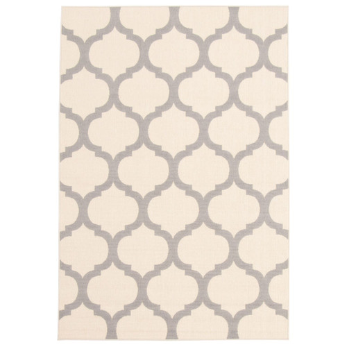 5.25' x 7.5' Gray and Off White Moroccan Rectangular Outdoor Area Throw Rug
