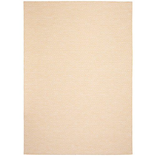 6.5' x 9.5' Gold and Off White Geometric Rectangular Outdoor Area Throw Rug