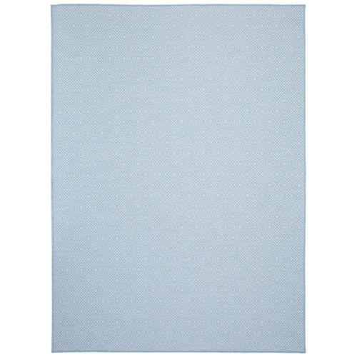 5.25' x 7.25' Off White and Blue Geometric Rectangular Outdoor Area Throw Rug