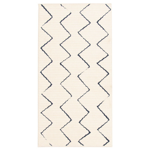 2.5' x 5' Off White and Blue Moroccan Rectangular Area Throw Rug