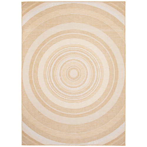 6.5' x 9.5' Geometric Rectangular Area Throw Rug - Gold and White