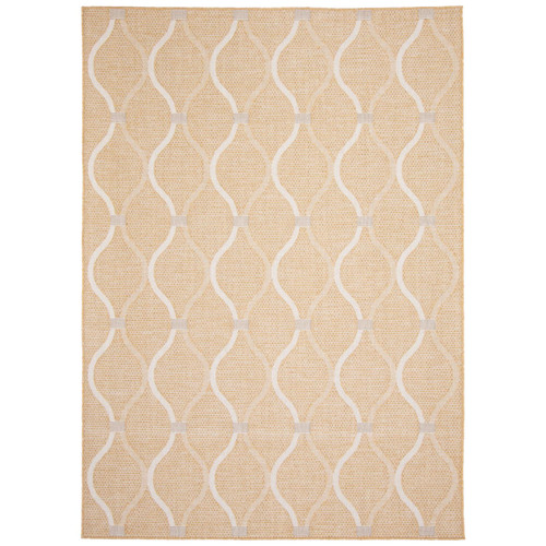 6.5' x 9.5' Gold and Off White Abstract Rectangular Outdoor Area Throw Rug