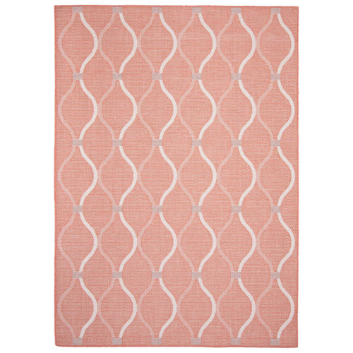 6.5' x 9.5' Orange and Off White Abstract Rectangular Outdoor Area Throw Rug