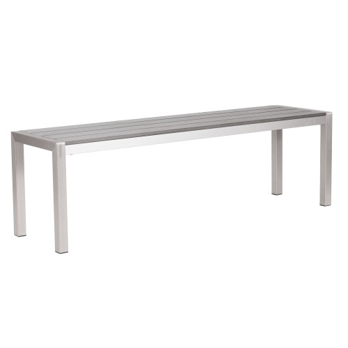 59" Brushed Silver Outdoor Patio Dining Bench
