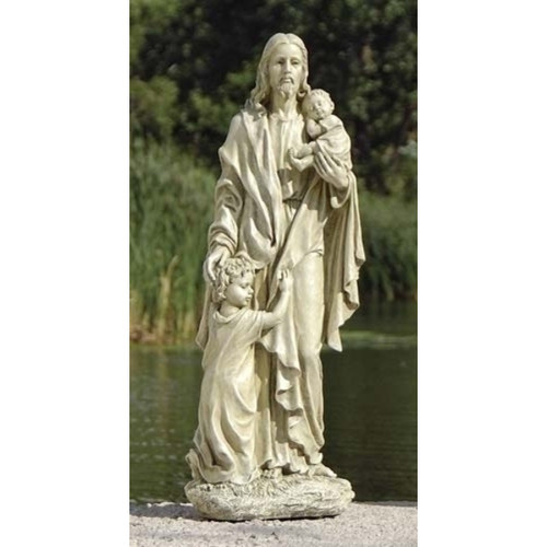 24" Jesus With Children Religious Outdoor Garden Statue - A Symbol of Devotion and Love