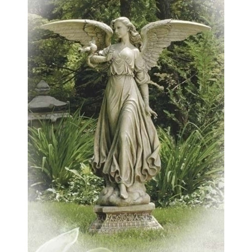 46.5" Angel on Pedestal Outdoor Garden Statue
