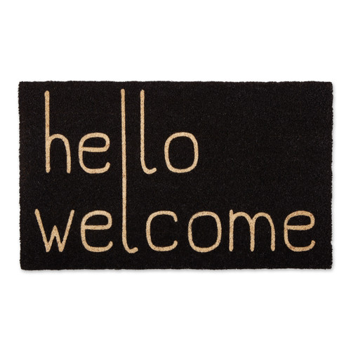 18" x 30" Black and Beige "Hello Welcome" Rectangular Outdoor Doormat