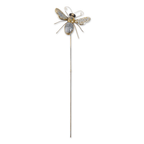 Bee Outdoor Garden Stake - 37" - Silver