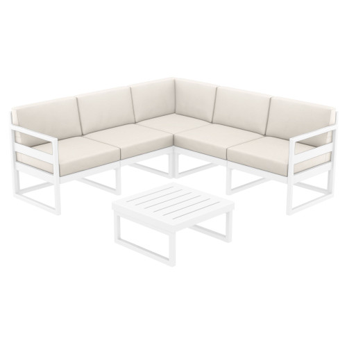 Relax in Style: 2-Piece White Patio Lounge Set with Sunbrella Cushion