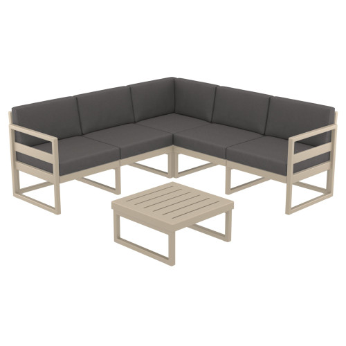 Relax in Style: 2-Piece Taupe Patio Sectional Lounge Set with Charcoal Sunbrella Cushion
