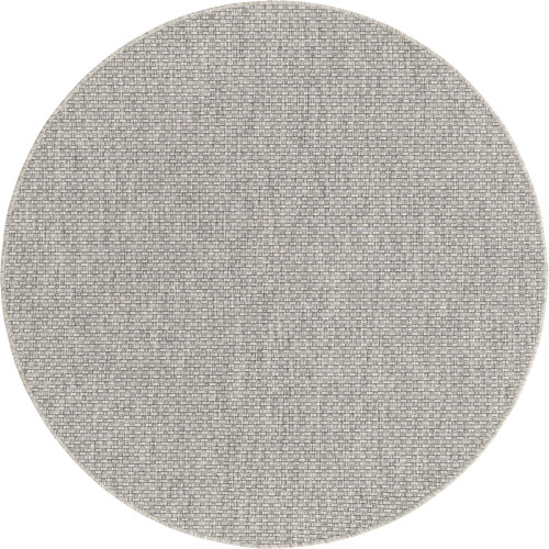 5' Gray and Navy Blue Solid Round Outdoor Area Throw Rug