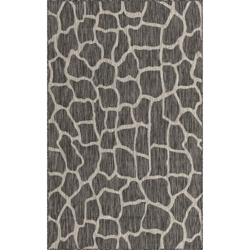 5' x 8' Gray and Ivory Animal Print Rectangular Outdoor Area Throw Rug