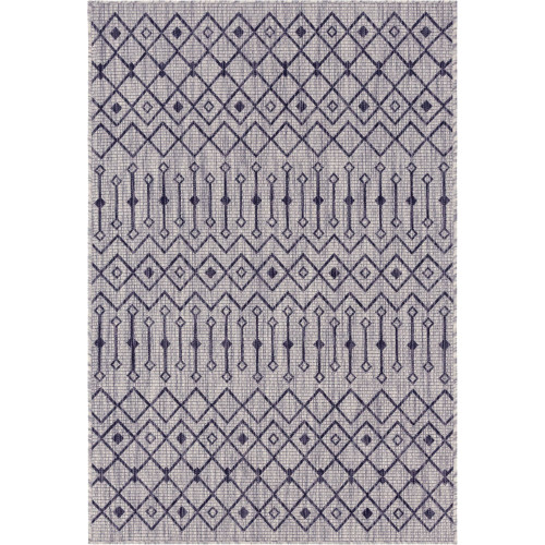 4' x 6' Gray and Black Geometric Rectangular Outdoor Area Throw Rug