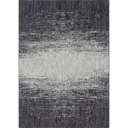 8' x 11.25' Gray and Beige Abstract Rectangular Outdoor Area Throw Rug