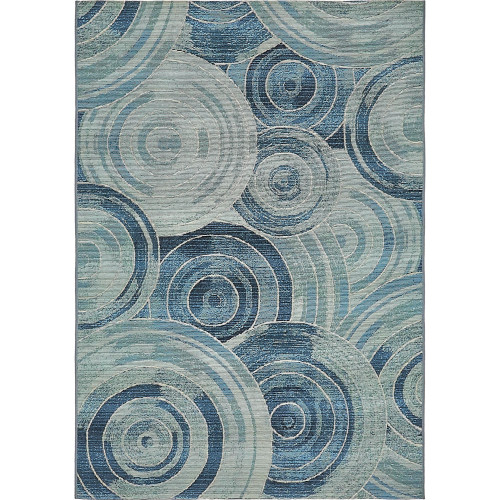 4' x 6' Blue Coastal Ripple Rectangular Outdoor Area Throw Rug