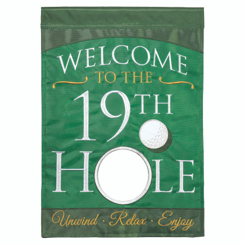 Double Applique Welcome to the 19th Hole Outdoor House Flag - 42" x 29"