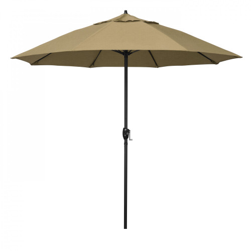 9ft Outdoor Casa Series Olefin Canopy Patio Umbrella With Crank Open and Auto Tilt System, Straw Beige