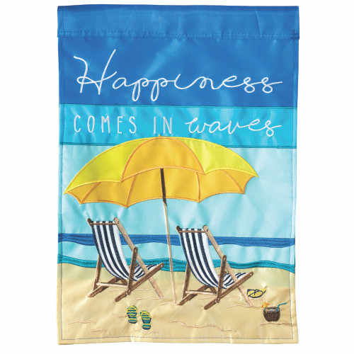 Yellow and Blue Beach Chairs Outdoor House Flag 42" x 29"