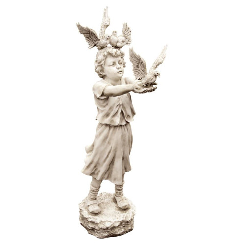 46.5” White and Gray Sculptured Doves of St. Mark’s Square Outdoor Stone Finish Statue