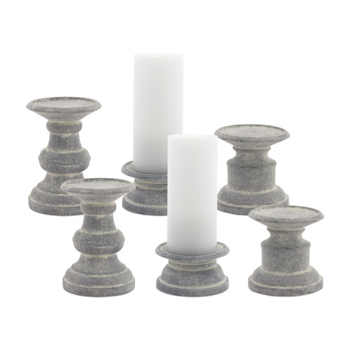 Set of 6 Gray Antique Style Decorative Candle Holder - 8.50"