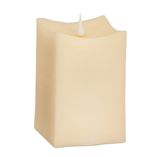 Set of 2 Beige Simplux Squared Neutral Toned LED Candles with Moving Flame 5"
