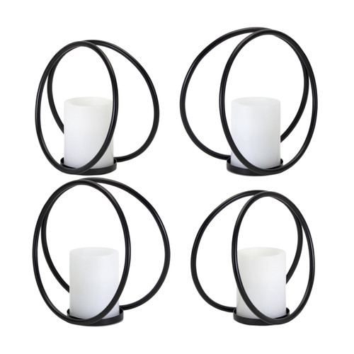 Set of 4 Black and White Decorative Candle Holder 8.50"