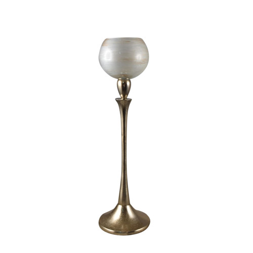18" White and Gold Glass Goblet Votive Holder