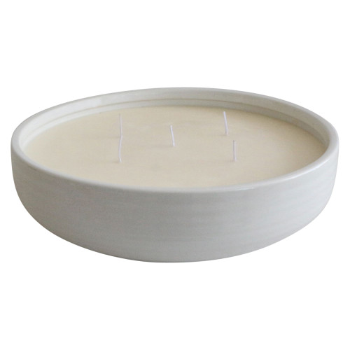 12.5" Solid White Round Ceramic Bowl Scented Candle