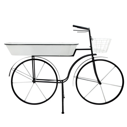 46" Black and White Hand Painted Outdoor Bike Planter