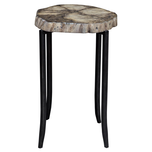 23" Black, Espresso Brown, and Beige Home Furniture and Collections Uttermost Stiles Rustic Accent Table