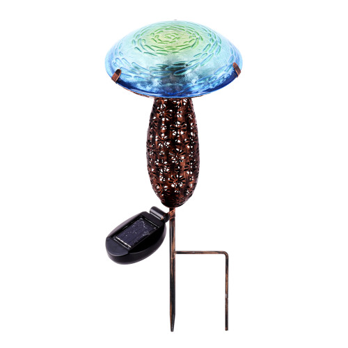 16.25" Blue Decorative Solar Powered LED Mushroom Stake