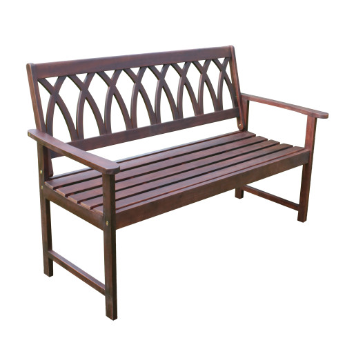 50" Brown Wooden Criss Cross Garden Bench