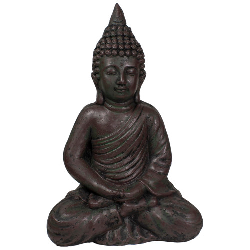 17.5" Dark Brown Meditating Buddha Outdoor Garden Statue