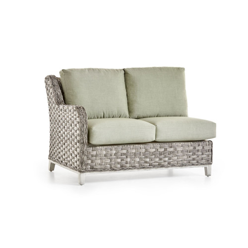 49" Gray Synthetic Wicker One-Arm Loveseat Left Side Facing with Silver Gray Cushion