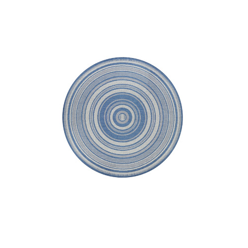 7.5 ' x 7.50' Blue Striped Round Area Throw Rug