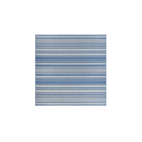7.5 ' x 7.50' Blue Striped Square Area Throw Rug