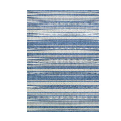 7.5 ' x 10.75 ' Blue Striped Rectangular Area Throw Rug