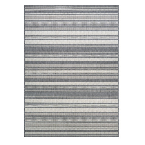 3.75' x 5.5' Gray Stripe Rectangular Area Throw Rug