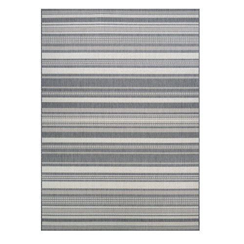 8.5 ' x 13' Gray Stripe Rectangular Area Throw Rug