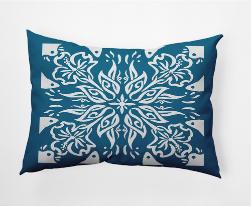 Tropical Outdoor Throw Pillow - 20" - Blue and White