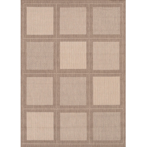 5' x 9' Khaki Brown and Beige Patterned Rectangular Area Throw Rug