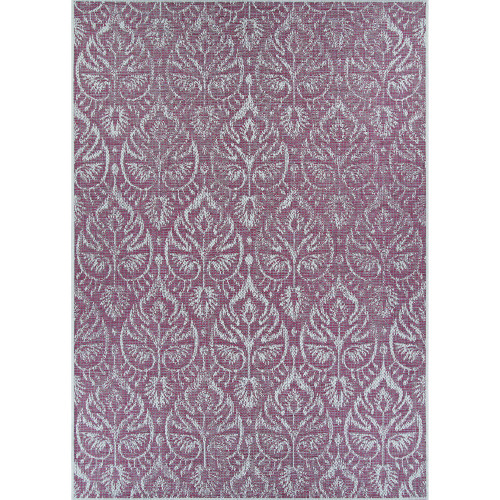 8.5' x 13' Purple and Ivory Floral Rectangular Outdoor Area Throw Rug