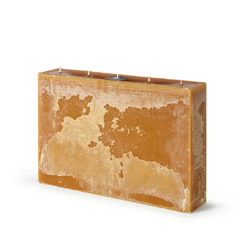 Rectangle 5 Wick Chamois Pillar Wax Candle 15.75"