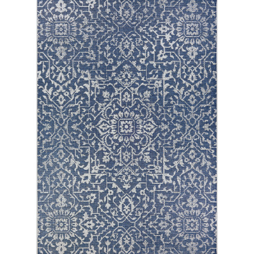 2' x 3.5' Blue and Ivory Rectangular Area Throw Rug